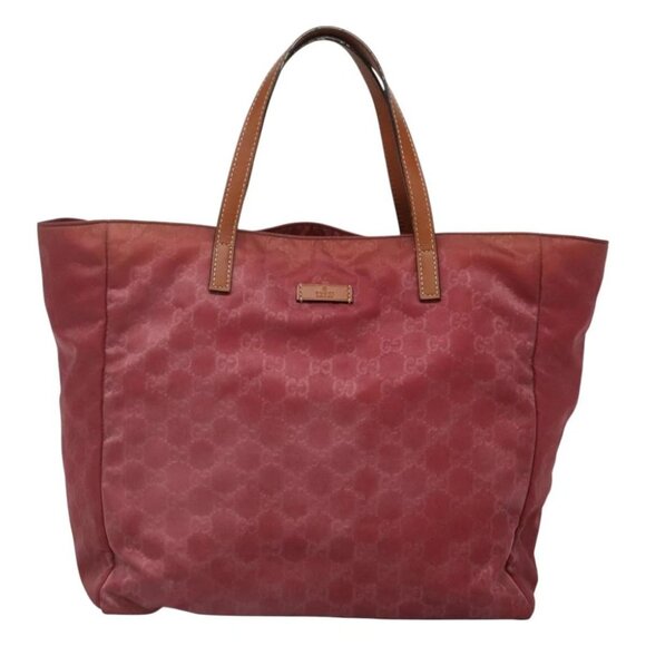 GUCCI GG Canvas Tote Bag Nylon Pink Silver 282439 Auth ti3238 - Picture 2 of 16
